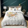 Einfache Striche Bettbezug-Set Queen-Size Porträtmuster Frau mit Rosen Bettwäsche-Set Polyester Abstrakter Stil Bettdeckenbezug