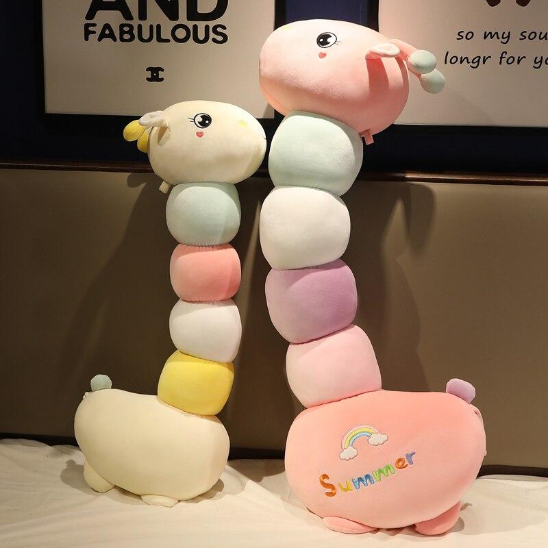 Plush Caterpillar Deer Toys Cute Stuffed Soft Long Animal Pillow Sleeping Cushion Dolls for Children Girlfriend