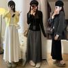 Korean Style High Waist Slimming A-line Maternity Skirt with Back Slit