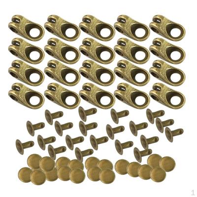 20 Sets Bronze Boot Lace Hooks Fittings with Rivets for Climb Hiking Shoes Work Outdoor
