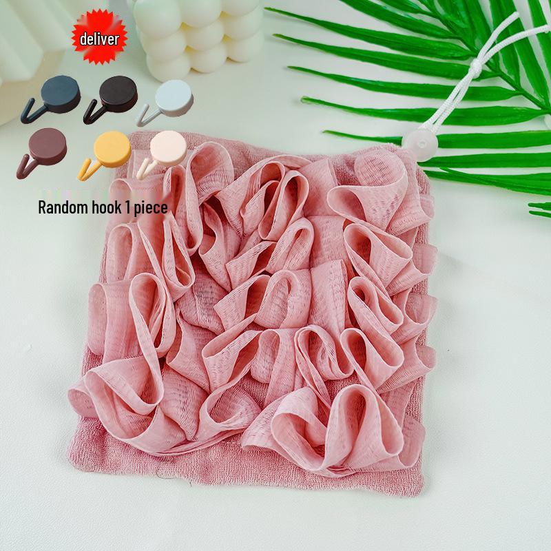 Korejská exfoliační koupelová houba a ručník s držákem na mýdlo - inspirováno celebritami, přenosné, design dva v jednom