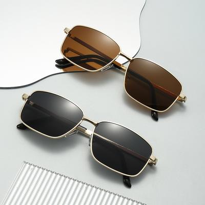 Sunglasses Uv-Proof Driving Glasses For Men'S Trendy Men'S Retro Small-Frame Square Metal Glasses