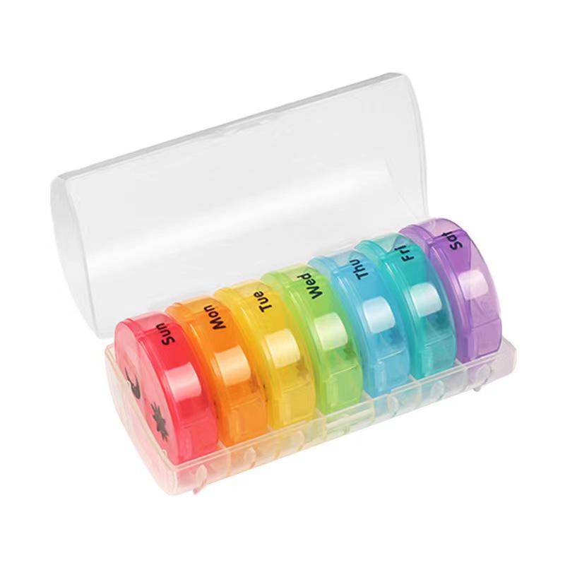 Portable Weekly Pill Box with Morning/Evening Sections - Seven Colors