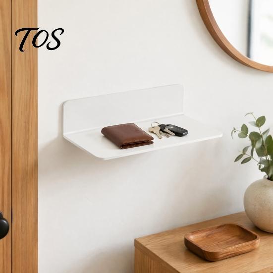 Wall Mounted Storage for Small Items 2PCS Hanging Floating Shelf, Adhesive-Backed/Hole Punching Installation Versatile Shelf Rental Design,