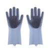 Silicone Dishwashing Gloves with Thickened Palm and Massage Brush for Durable Hand Protection.