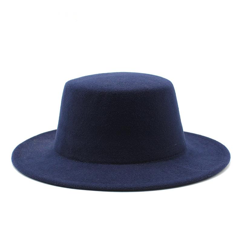 European, American And British Style Flat Top Top Hat, Autumn And Winter Parent-Child Big-Brimmed Gentleman'S Hat, Men'S Fashion Woolen Hat