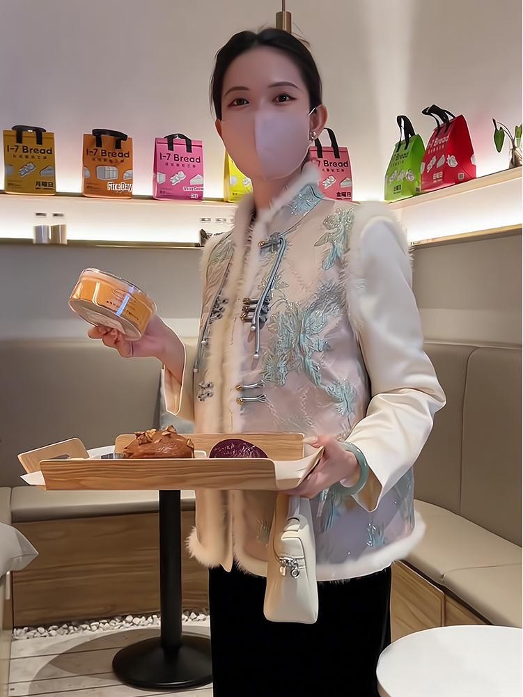 

Женский зимний ретро-жилет в китайском стиле с пуговицами из плюша 2XL розовый