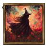 Spooky Fireplace Shelf Accents Halloween Ghost/Witch/Skeleton Decorative Painting, Wall Mount Square Wood Frame Wooden Decor Picture for Home Tabletop