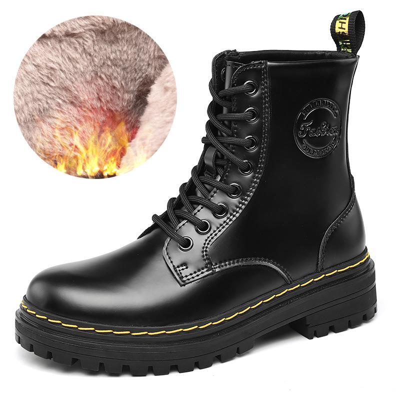 Vysoce kvalitní pánské boty Zimní sníh Teplé Neformální boty Pánské boty Pravá kůže Plyšová kožešina Módní boty Velikost 38-44