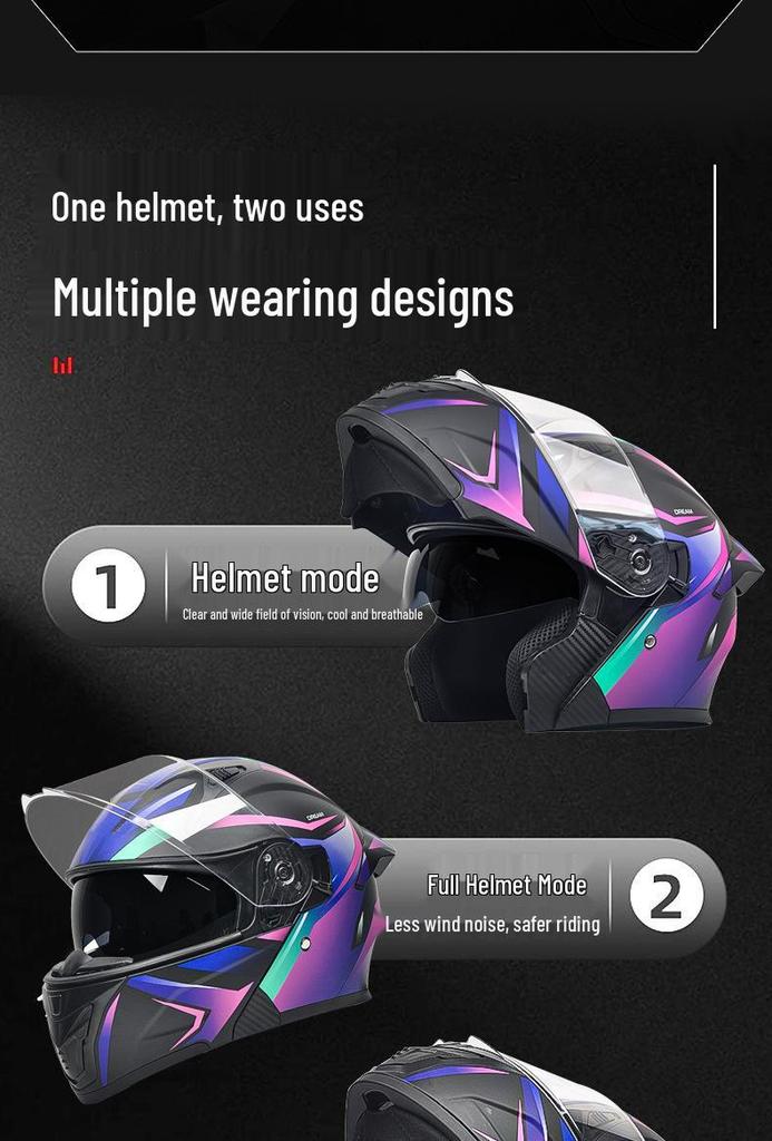 DOT Certified Flip-up Motorcycle Helmet - Unisex, All-Season, Off-road.