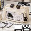 2025 New Little Black Cat Transparent Pencil Case for Girls - Trendy Stationery Box for Elementary, Middle, and High School Students