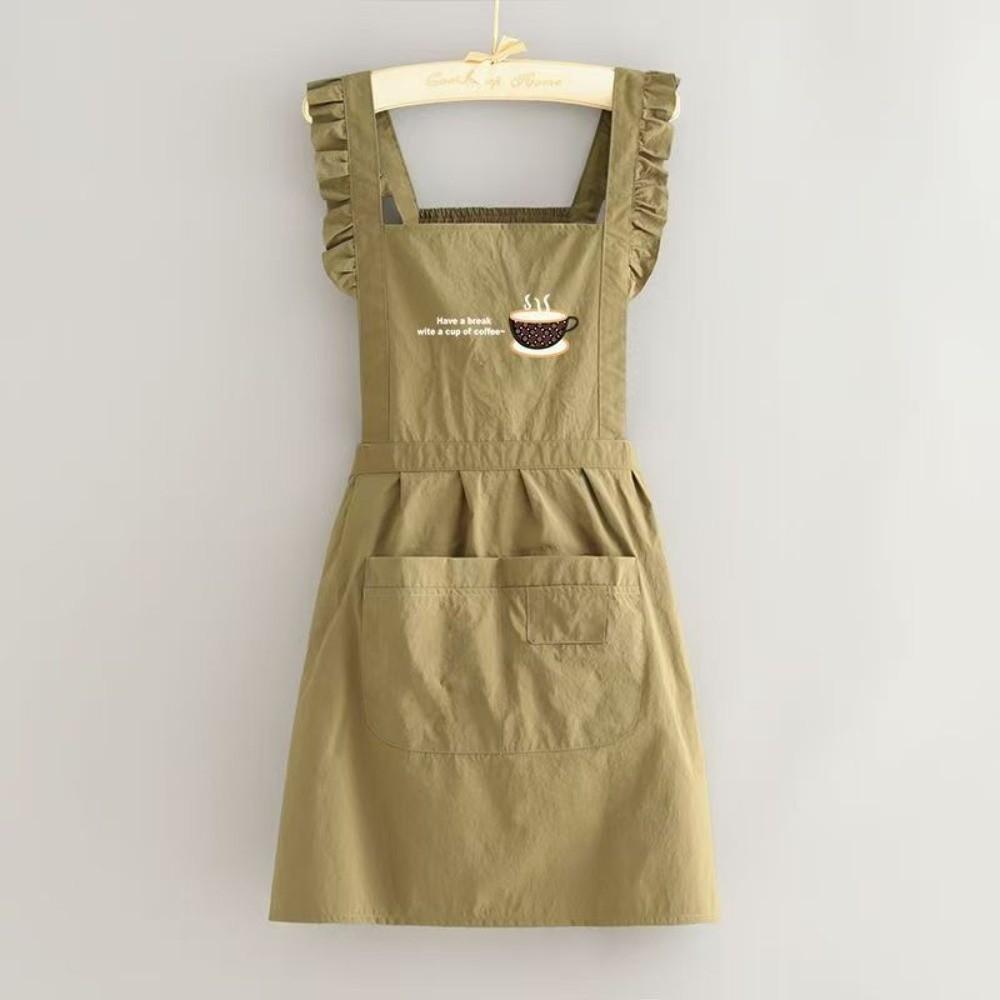 New Korean Style Pleats Trim Aprons Taslon Cross Back Dress Aprons Large Pockets Waterproof Painting Apron for Florist Shop