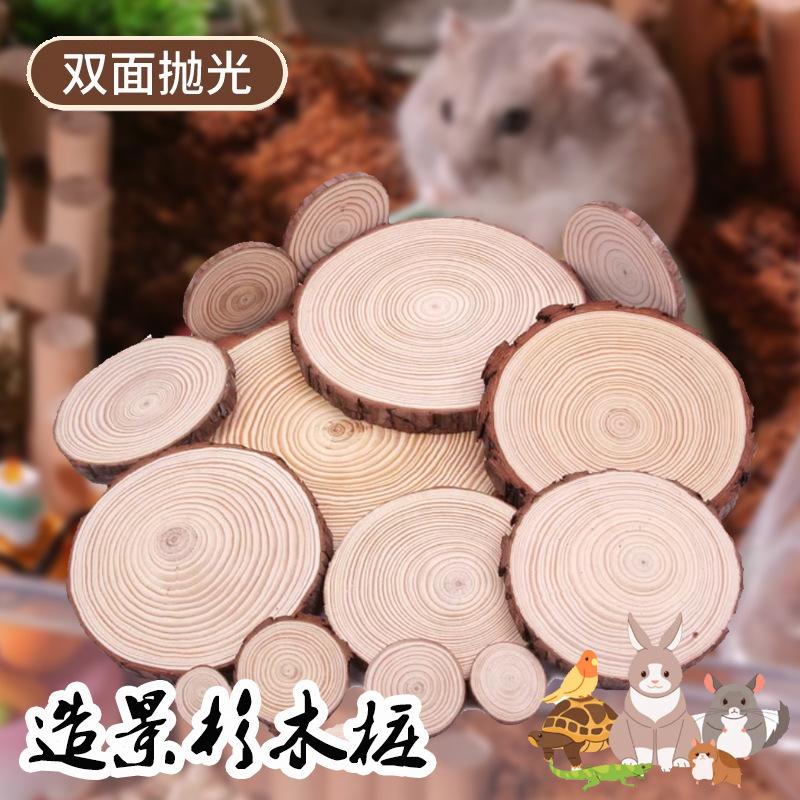Hamster Cage Fir Wood Landscaping with Climbing Steps, Piles, and Fence Platform Toys