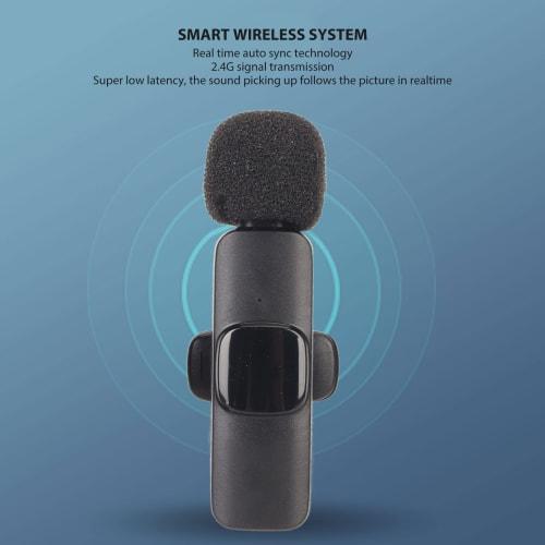ASHATA 2.4G Wireless Lavalier Lapel Microphone, Rechargeable, Noise Reduction, Cordless Omnidirectional Condenser Recording Microphone with 3.5mm Inte