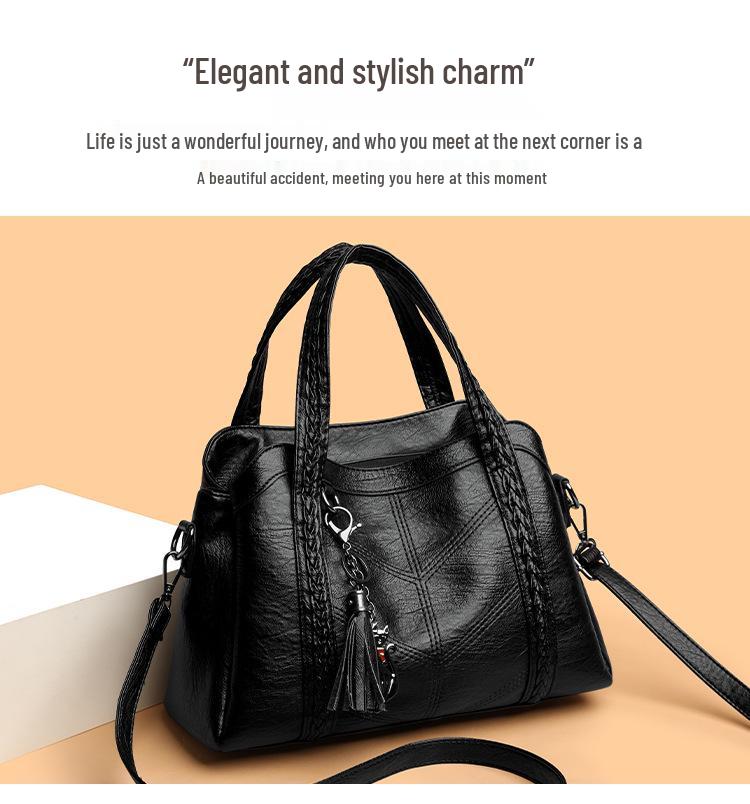 Duża pojemność Retro Miękka skóra Torba Mom – Damska Europejski i Amerykański Styl Jednoramienna Crossbody