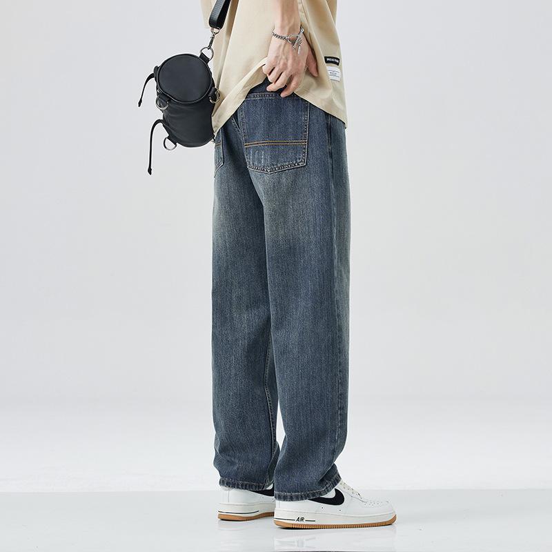 

Новые весенне-летние свободные широкие брюки прямого кроя в стиле хай-стрит, ретро, рваные джинсы для мужчин 40