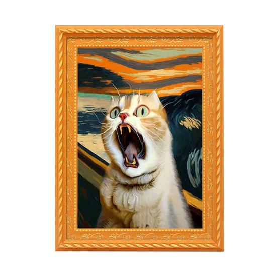 Wooden Frame Cat Refrigerator Magnet Vintage 3D Frame Cat Fridge Magnet Home Kitchen Office Decoration Cat Lover Gift