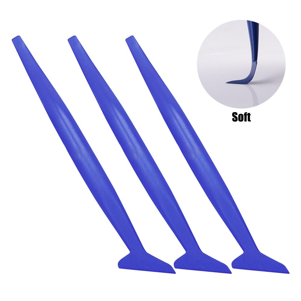 

3Pcs Vehicle Stickers Vinyl Wrap Tool with 3 Micro Squeegees of Different Hardness Flexible Contoured Scraper for Seam Stuffing синий