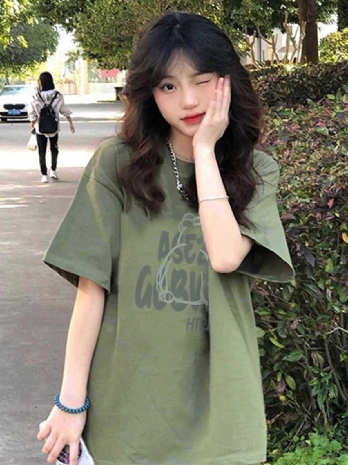 

Plus Size Retro Square Shoulder Women s Loose Half Sleeve T-shirt - Summer 2026 2XL (Recommended for 131-155 lbs) оливковое зеленый
