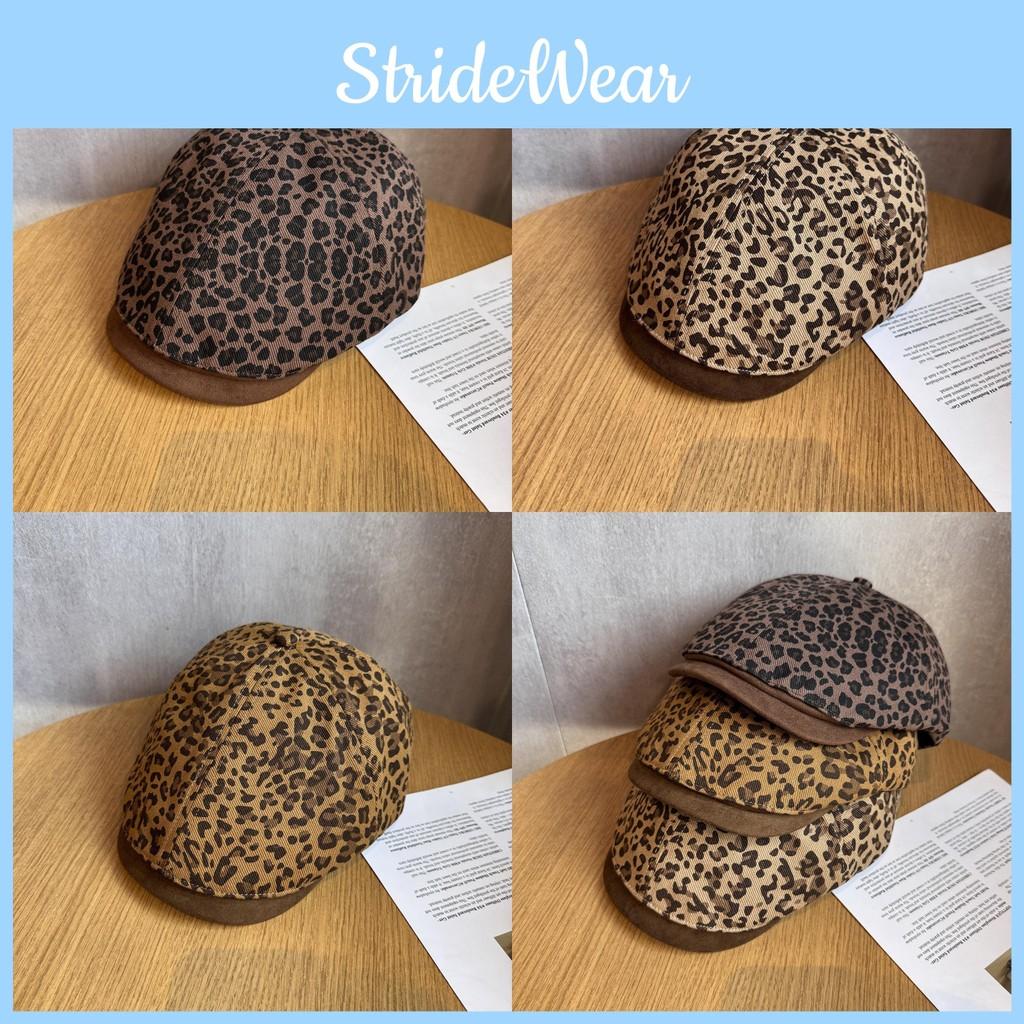 Fashionable Retro Splice Design Leopard Print Women Casual Beret Daily For