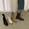 Autumn Winter Fashion Design Heel Ankle Boot Square Toe Zipper Ladies Casual Boots Shoes Soft Leather Short Boot