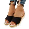 Summer new slope heel slippers women's large size thick bottom medium heel beach fish mouth one-word cool slippers