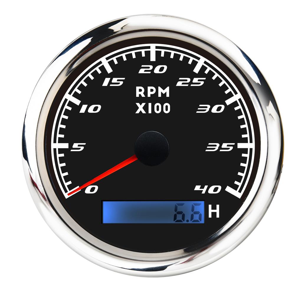 3K-8K Boat Tachometer Marine Tacho Meter Gauge LCD Hourmeter 12V/24V 8000 RPM 85mm Car Tachometer Toerenteller Speedometer Boot