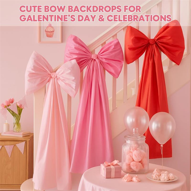 Valentines Day Decorations – 1/3 Pack DIY Giant Wall Bows, Hanging Valentine & Galentines Bow Decor – Cute Pink Red Large Bows for Door, Window