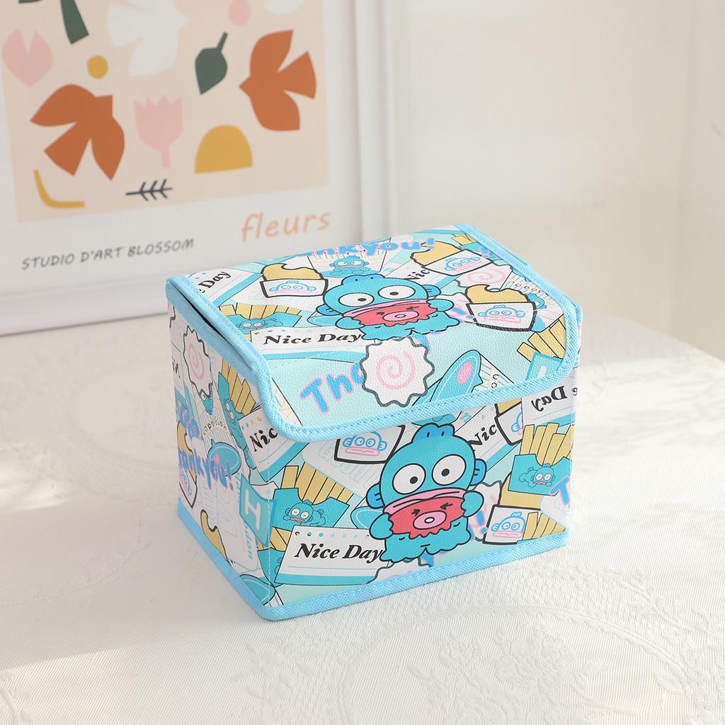 Hello Kitty Kuromi Cinnamoroll Melody Grid Pattern Foldable Flip Storage Box For Bedroom And Study