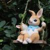 Lovely Mother And Baby Rabbit Easter Swing Ornament Durable Resin Rabbit Swing Home Decors For Year Round Display