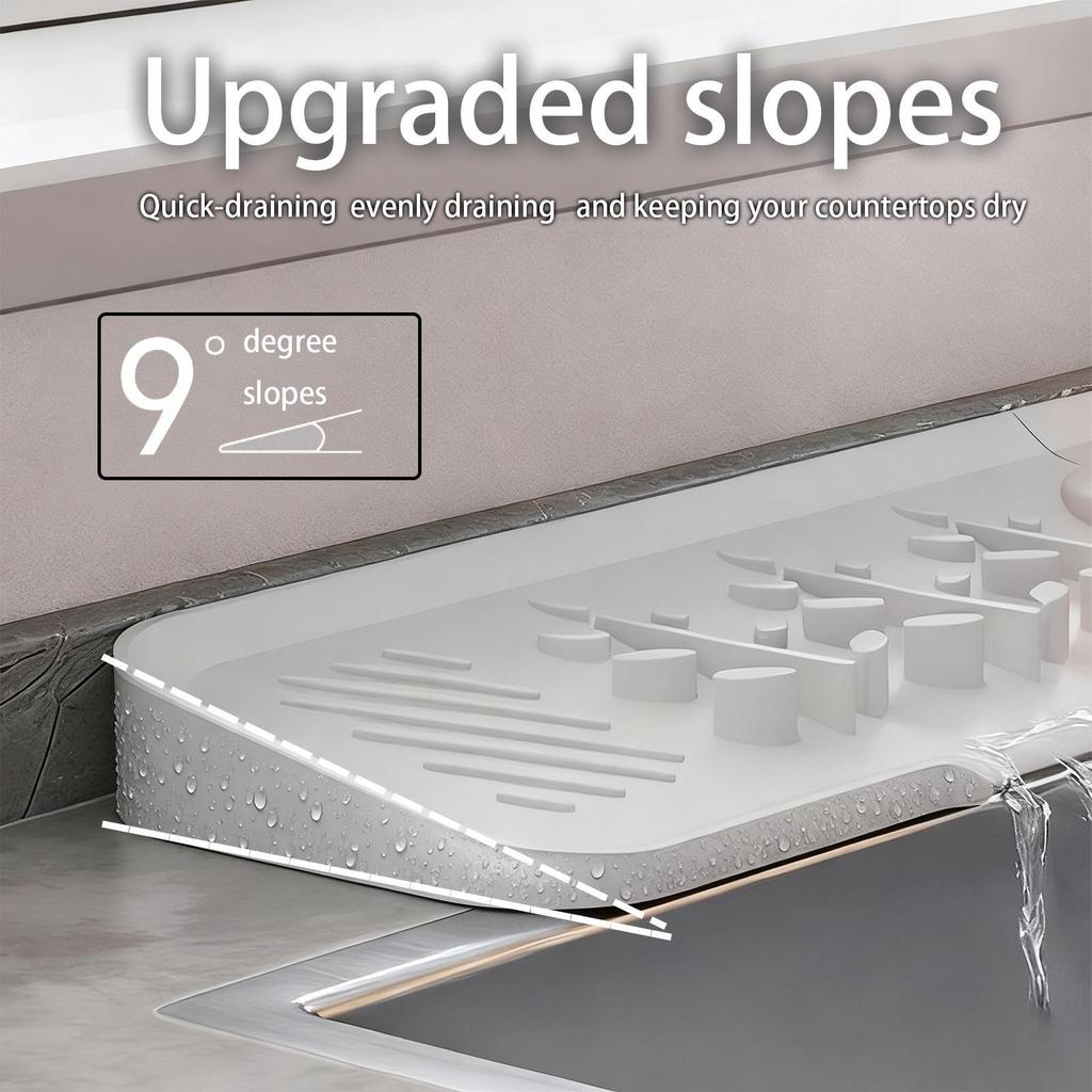 Silicone Faucet Water Catcher Mats Kitchen Sink Spill-Proof Drying Pads Anti-Slip Drain and Splash Guard Water Catcher Mat