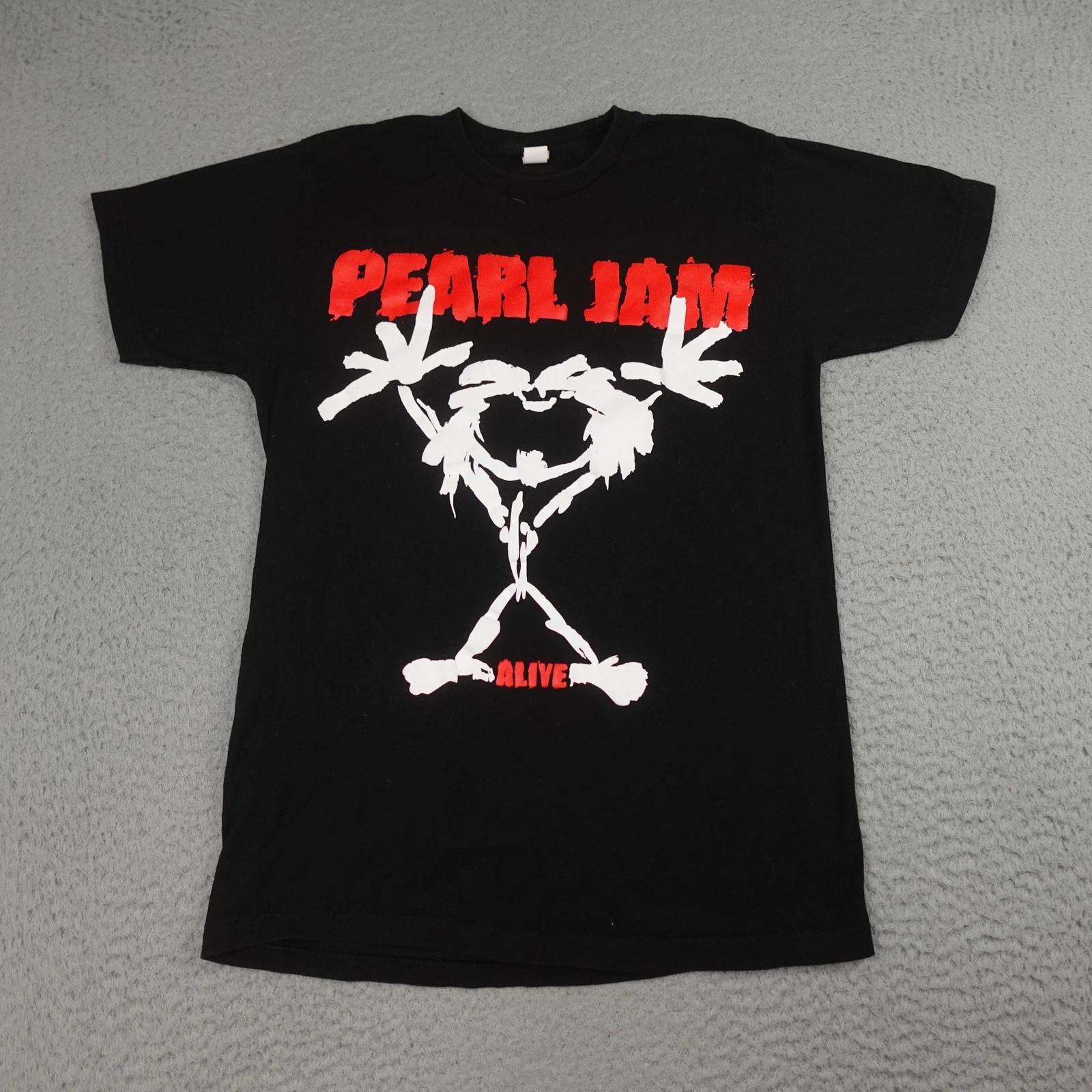 Pearl Jam Shirt Mens Medium Black Alive Stickman Tour Setlist Band Tee Concert XL
