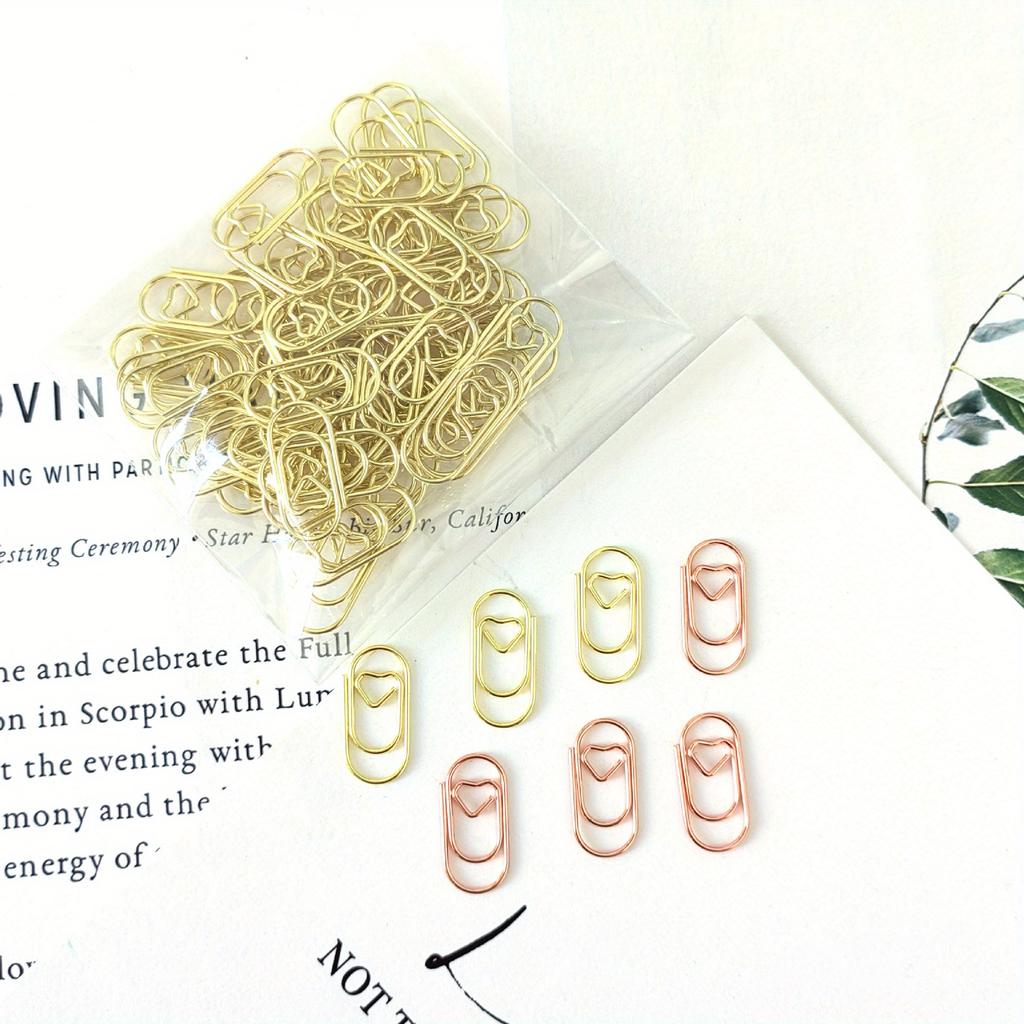 100pcs Mini Heart Shaped Paper Clips Cute Decorative Paperclips Office School Home Document Notes Organization Paper Fasteners