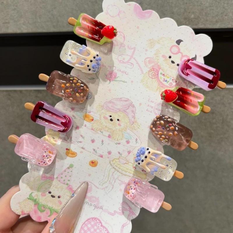 1/3/5/10Pcs Kawaii 3D Popsicle Hair Clips Cute Resin Ice Cream Hairpins Summer Sweet Bangs Clip Girls Hair Accessories