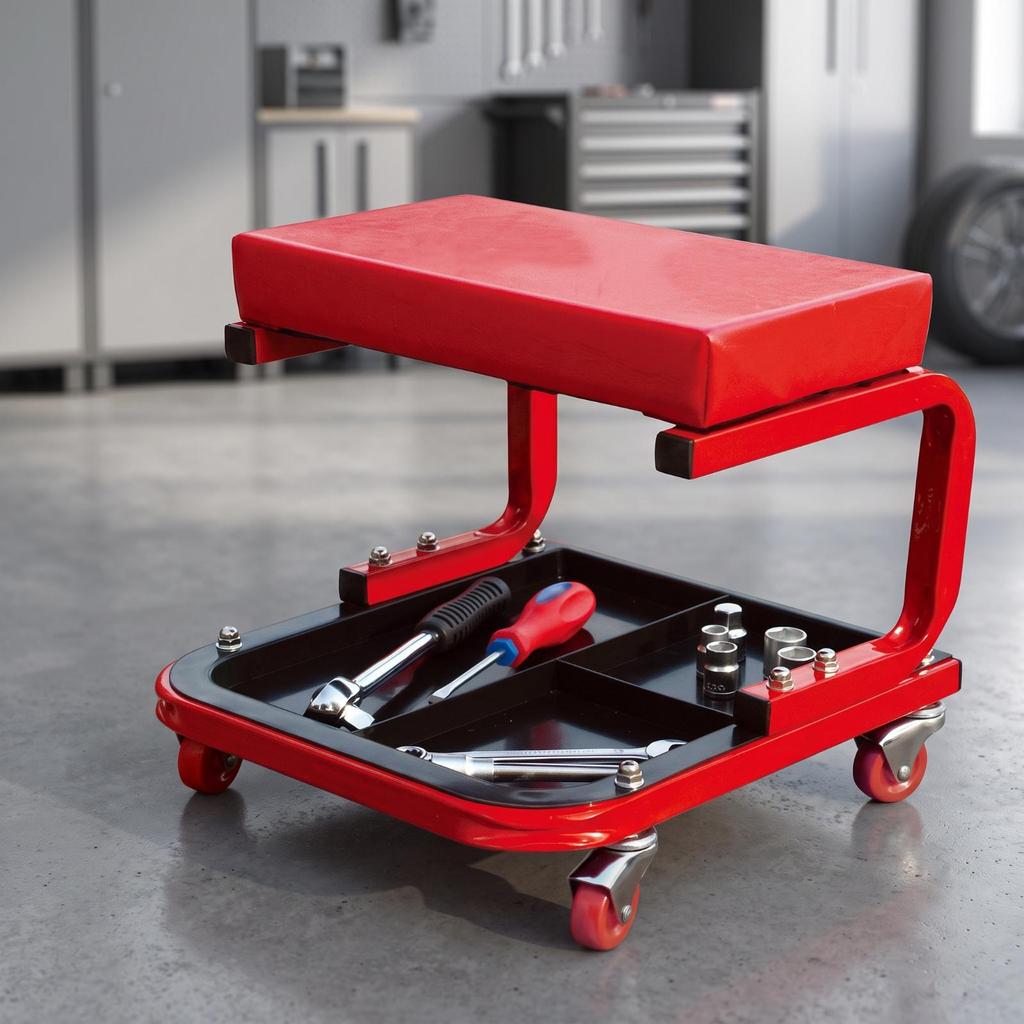 Creeper Seat with Storage Tray Portable Rolling Stool Tool for DIYers