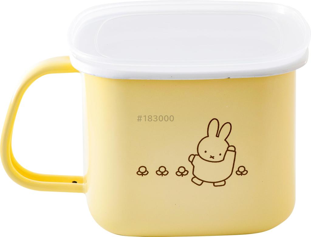 Fuji Enamel Miffy Pastel Miso Storage Container, Square, Fits Miso Pot, Yellow, Chest of Drawers
