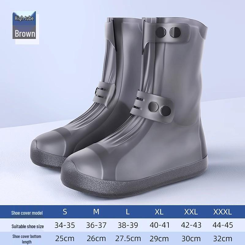 Waterproof Non-Slip Rain Boots: Thickened Silicone Shoe Covers for Men, Women, and Kids - Wear-Resistant, High-Top Design for Rainy Days.