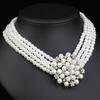 Schmuckset Damen Mehrreihige Perlenkette Ohrringe Dreiteilig Braut Hochzeitskleid Accessoires Vielseitig