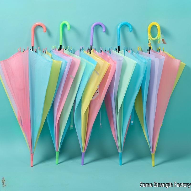 Long-Handed Transparent Umbrella with UV Protection for Women & Kids