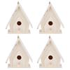4Pcs Mini Hanging Wooden Bird House Nests Cage Ornament Crafts for Garden Courtyard Decor