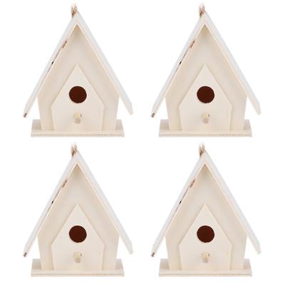 4 Pezzi Mini Casa per Uccelli in Legno da Appendere Nidi Gabbia Ornamento Artigianato per Decorazione Giardino Cortile