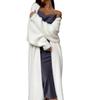 Damen Kunstpelz Langer Cardigan Offene Vorderseite Wintermantel Weich Flauschig Warm Oberbekleidung Elegante Jacke