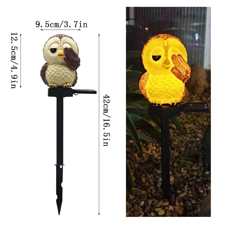 Solar-Powered Owl and Parrot Resin Stake Lights for Outdoor Garden Decoration