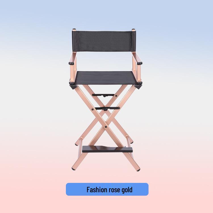 Foldable Aluminum Makeup Chair with Pillow, High Back, Outdoor Portable Hairdressing Chair