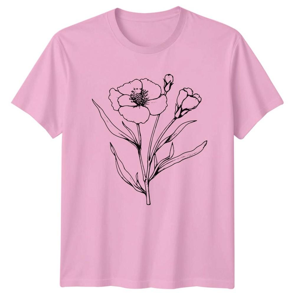 Botanical Wildflower Drawing Nature Floral Unisexs TShirt Floral Art