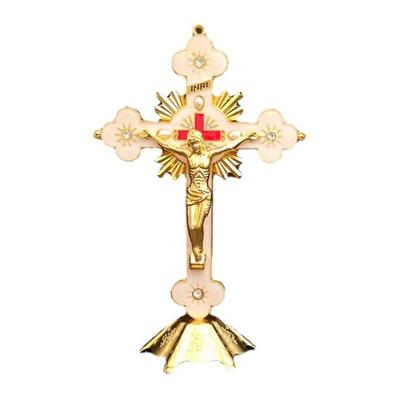 Metal Jesus Cross Religious Standing Crucifix Crosses Decoration Vintage Christian Church Home Shelf Tabletop Ornaments