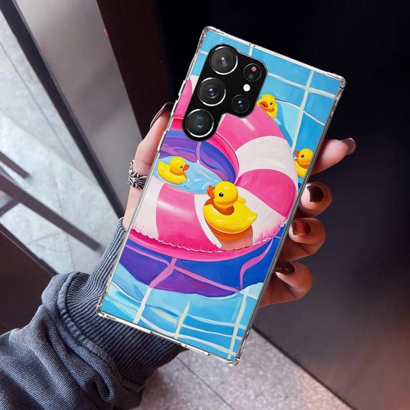 Rubber Ducks Swimming Pool Phone Case For Samsung Galaxy S23 S24 S25 Edge S26 Ultra S22 + S21 Plus S20 FE Cover Silicone Print S