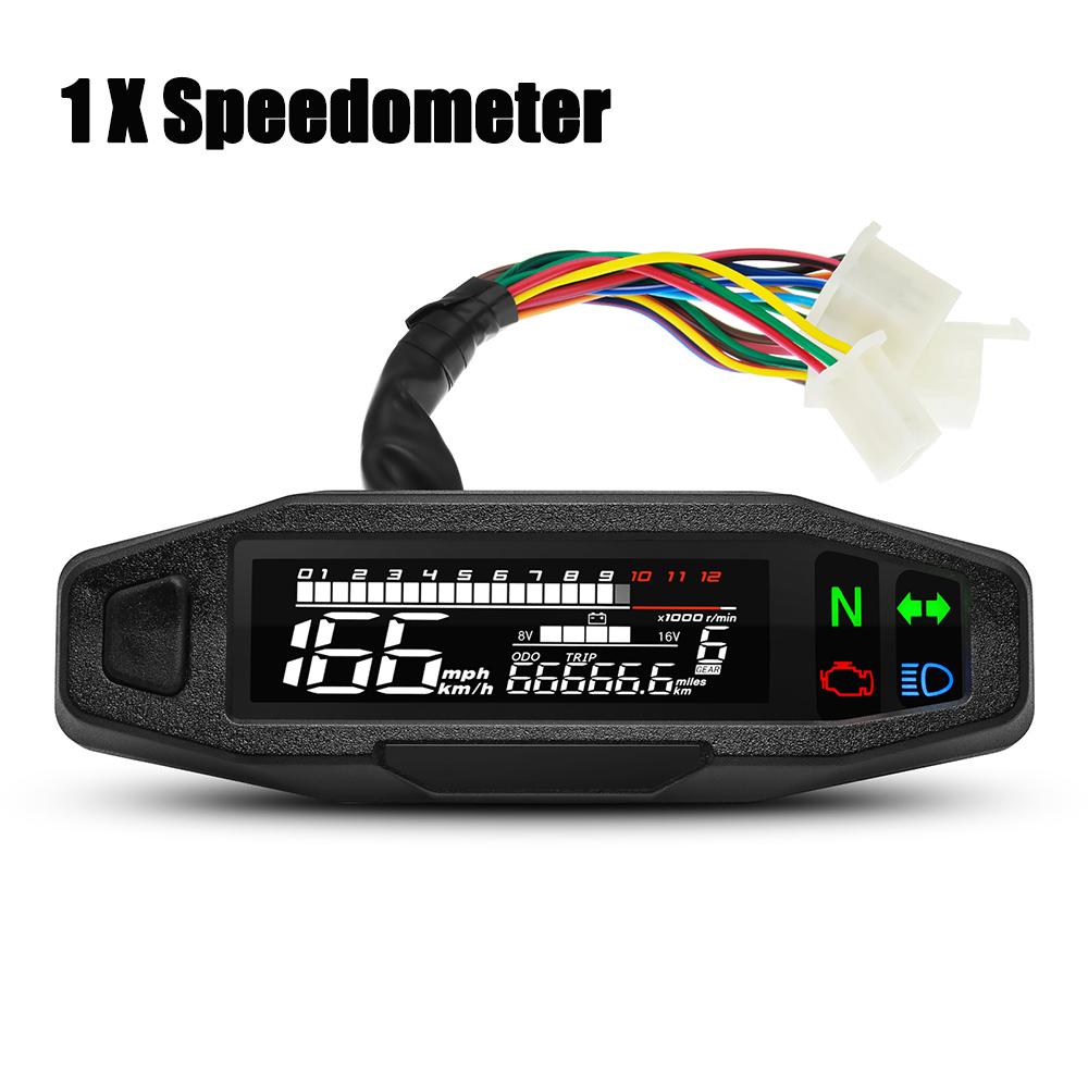

Одометр, спидометр для мотоцикла, измеритель уровня масла, 12 В, универсальная водонепроницаемая ЖК-панель тахометра со светодиодным индикатором сигнала