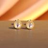 Sterling Silver Rainbow Luminous Stone Stud Earrings Temperament Geometric Round Thread Earbone Stud Simple Earrings Women