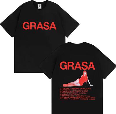 The Best-selling Rapper Nathy Peluso Grasa's 2025 Print Trendsetter Summer Print 100% Pure Cotton Loose Casual T-shirt